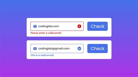 email validation code in html