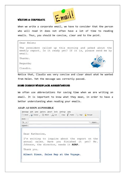 email writing exercises for students pdf