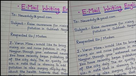 email writing format for class 12