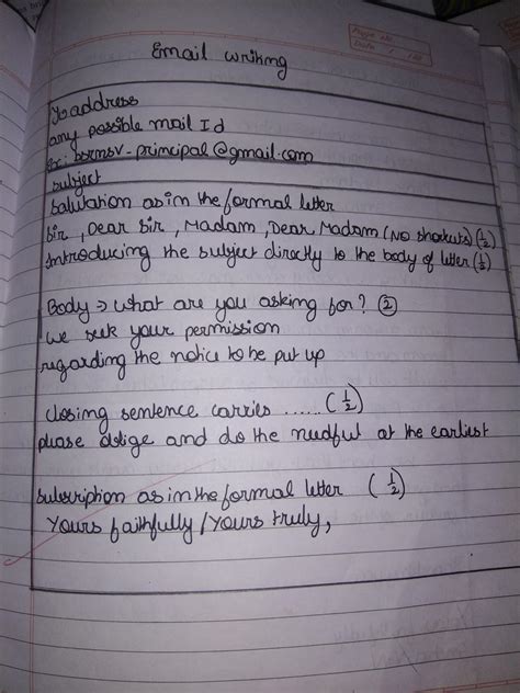 email writing topics for class 6 with answers icse