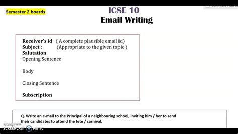 email writing topics for class 7 icse with answers