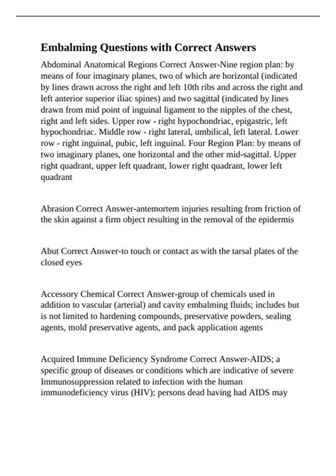Embalming Questions