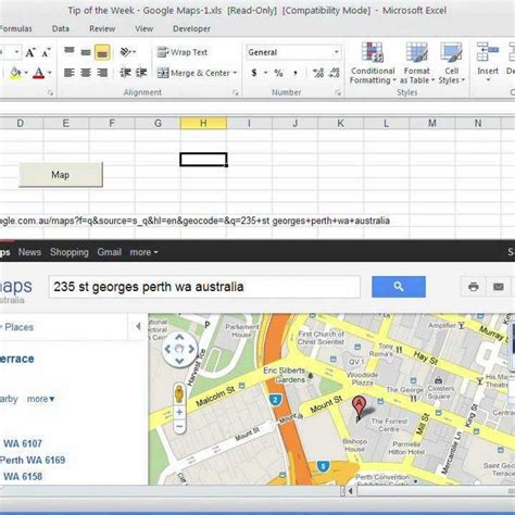 embed google map in excel spreadsheet