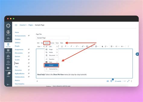 Embed Video In Canvas Page