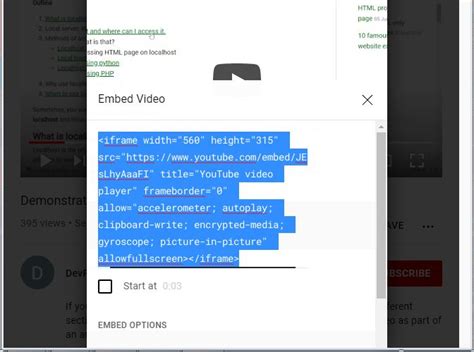 embed youtube video html code generator