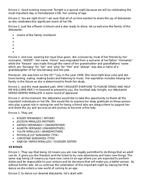 Emcee 18 Candles Introduction Script