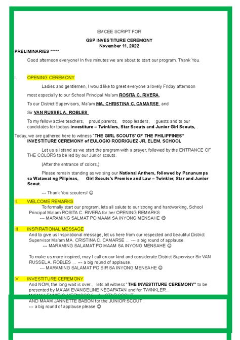 emcee script for gsp program