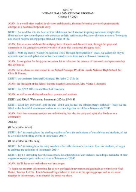 emcee script for intramurals opening program ppt