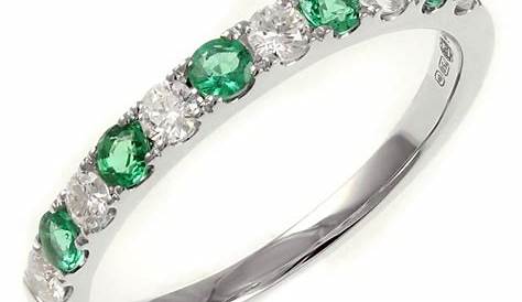 18ct white gold 0.62ct emerald & 0.25ct diamond eternity