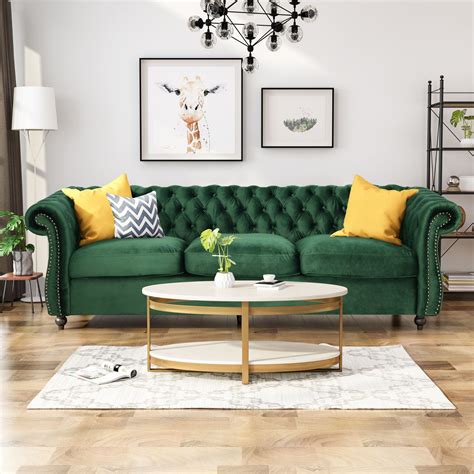 Emerald Green Velvet sofa Green couch living room, Green sofa living