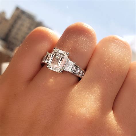 Emerald Cut Natural Diamond Engagement Rings