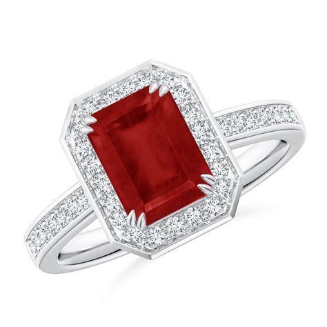 Emerald Cut Ruby Engagement Rings