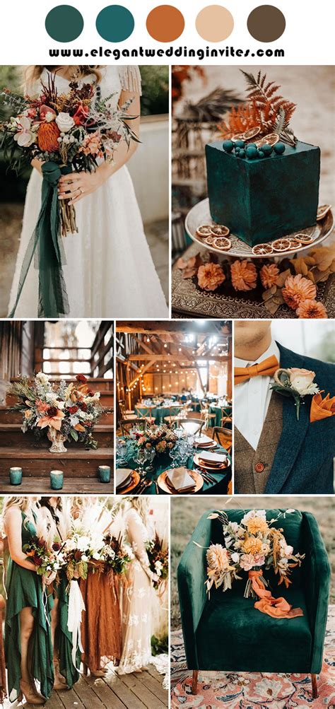 Emerald Green And Rust Fall Wedding