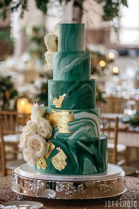 Emerald Marble Wedding Cake