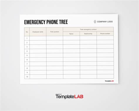 Emergency telephone tree form in Word and Pdf formats