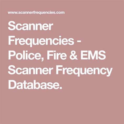 emergency frequencies for scanners