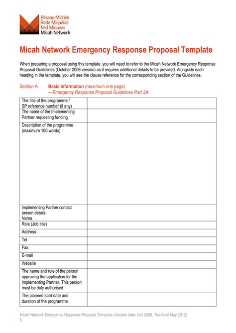 emergency response project proposal