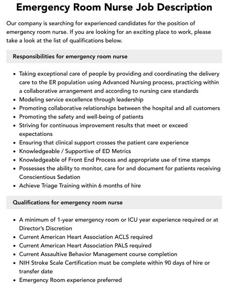 emergency room job positions