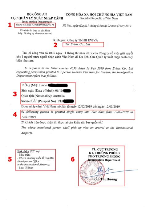 emergency vietnam visa approval letter