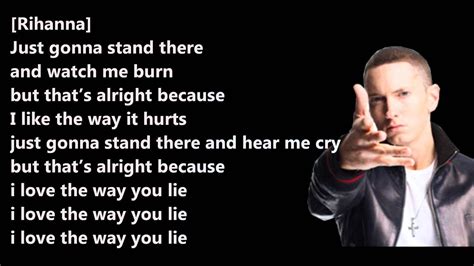 Lirik Eminem Feat Rihanna Love The Way You Lie Lyrics PDF Songs