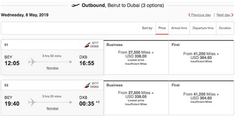 emirates airline book ticket with miles