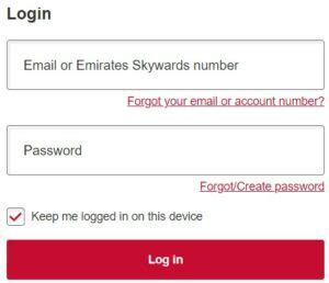 emirates airline skywards login