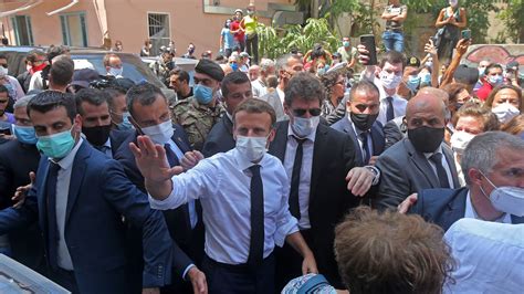 emmanuel macron visits lebanon after blast