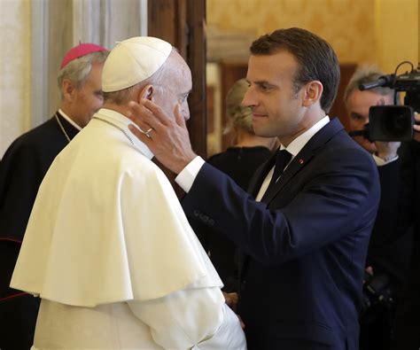 emmanuel macron visits vatican to meet pope