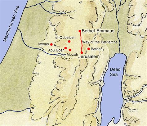 emmaus to jerusalem map