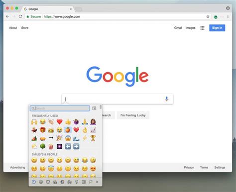 emoji shortcut mac chrome