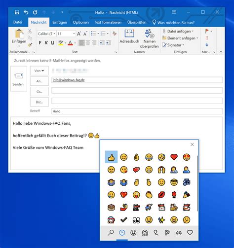 emojis in outlook mail einfügen