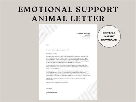 emotional support dog letter template