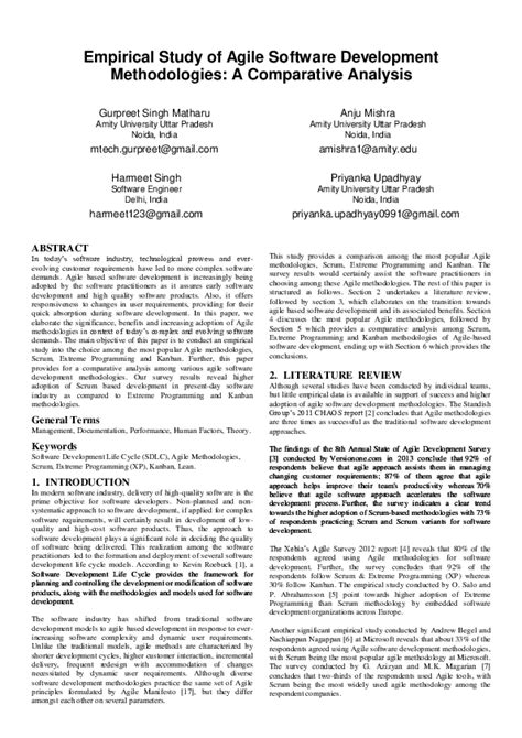 empirical study of agile software development methodologies a comparative analysis