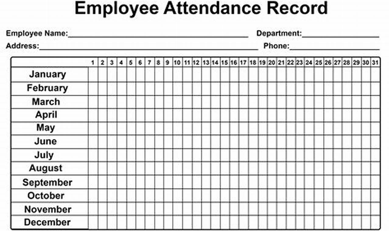 Employee Attendance Calendar: A Comprehensive Guide for Accurate and Efficient Timekeeping