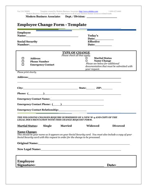 Employee Status Change Form Download Printable PDF Templateroller