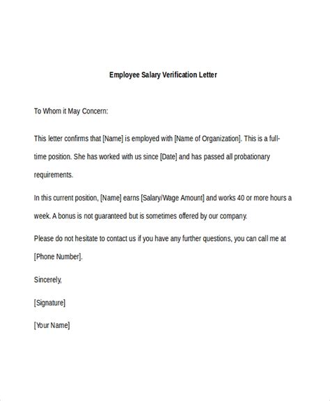 10+ Sample Employment Verification Letters PDF, Word