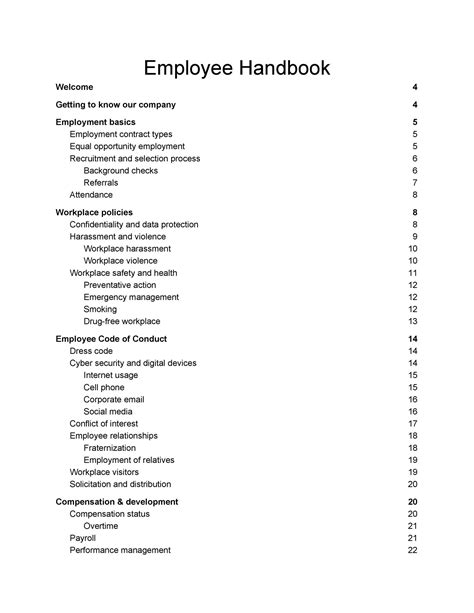 employee handbook outline