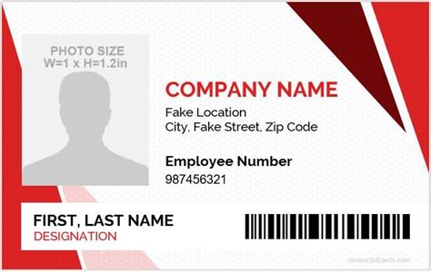 employee id card template word