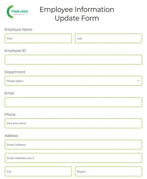 employee information update form template