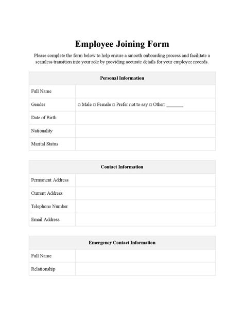 Employee Joining Form