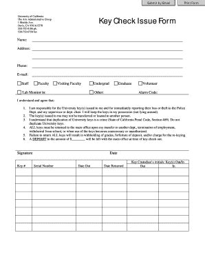 employee key issue form template