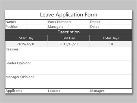 Employee Leave Application Format In Excel