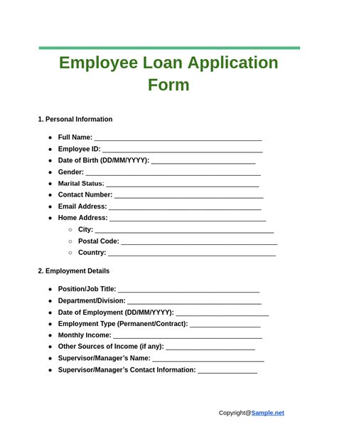 Employee Loan Application Form Doc