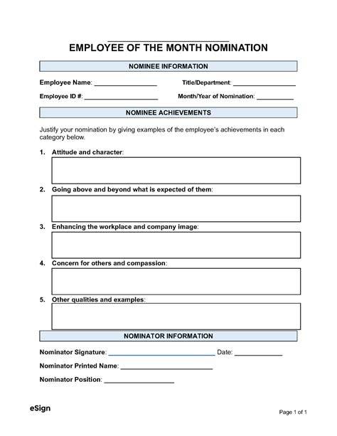 Employee Of the Month Nomination form Template Awesome Best S Of