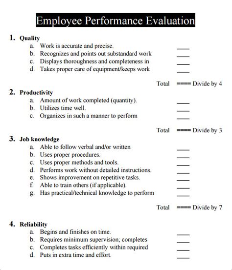 6+ Employee Performance Appraisal Form Templates Sample Templates