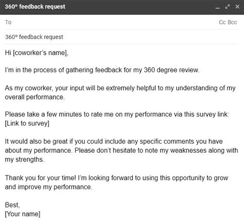 employee performance feedback request email template