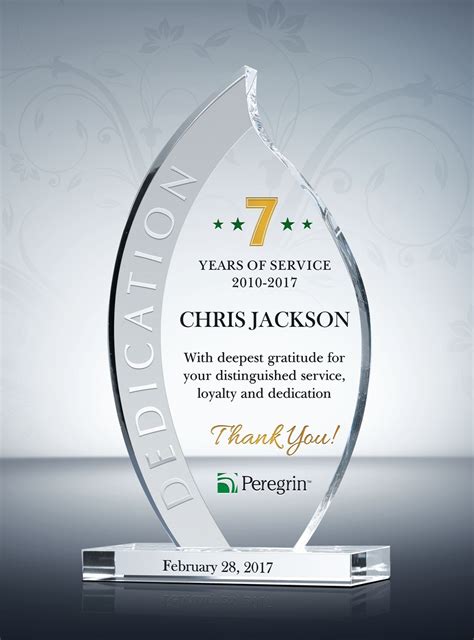 Years of Service Award Plaque Crystal Progress Award (019
