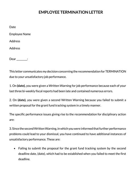 Employee Termination Letter example Templates at