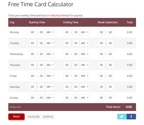 employee time clock calculator with lunch