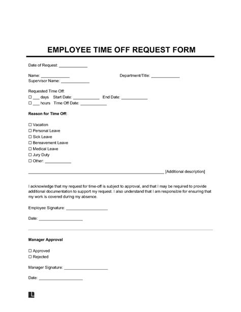 Employee Time Off Request Template